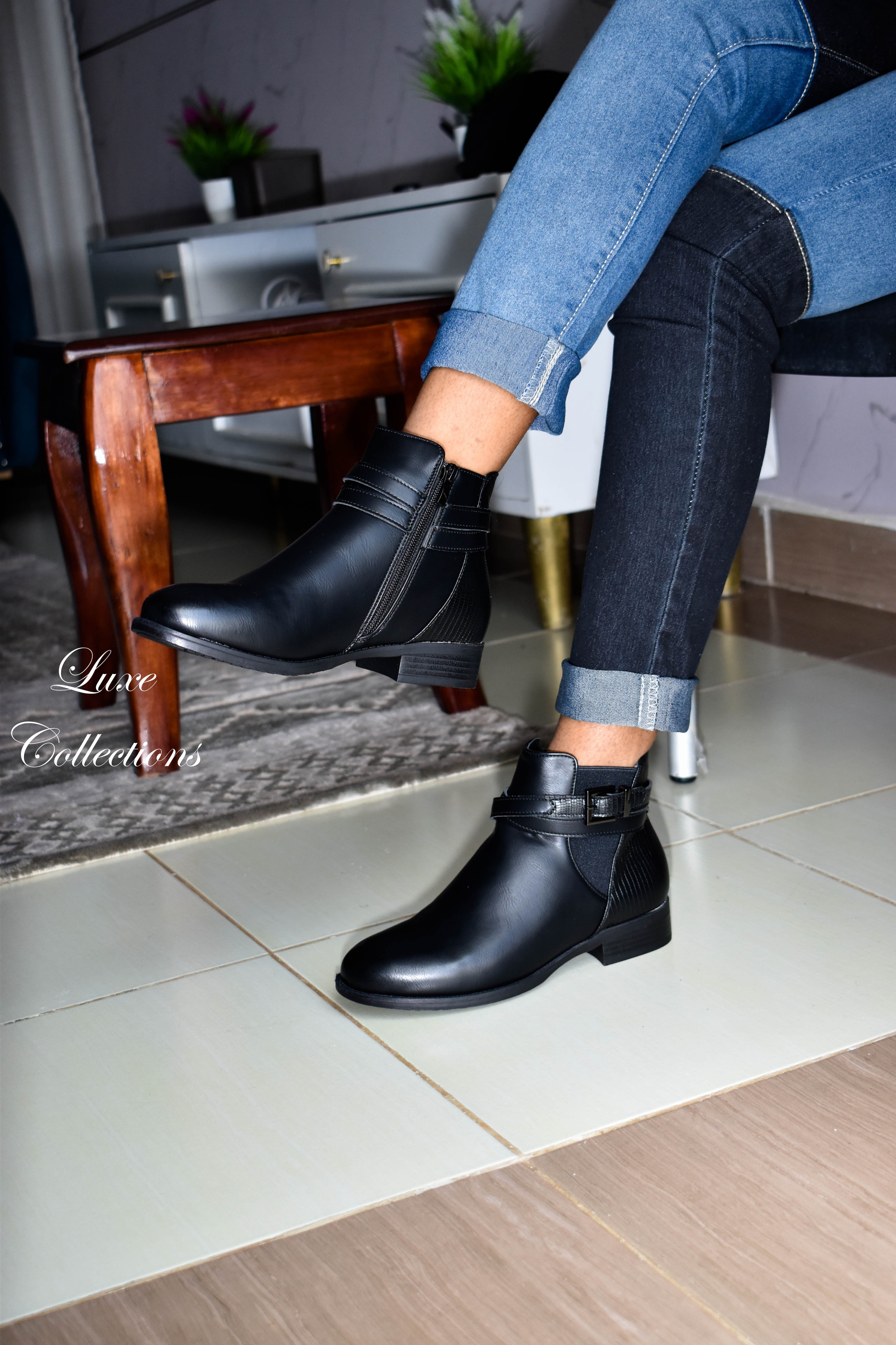 Black Snake Print Boots