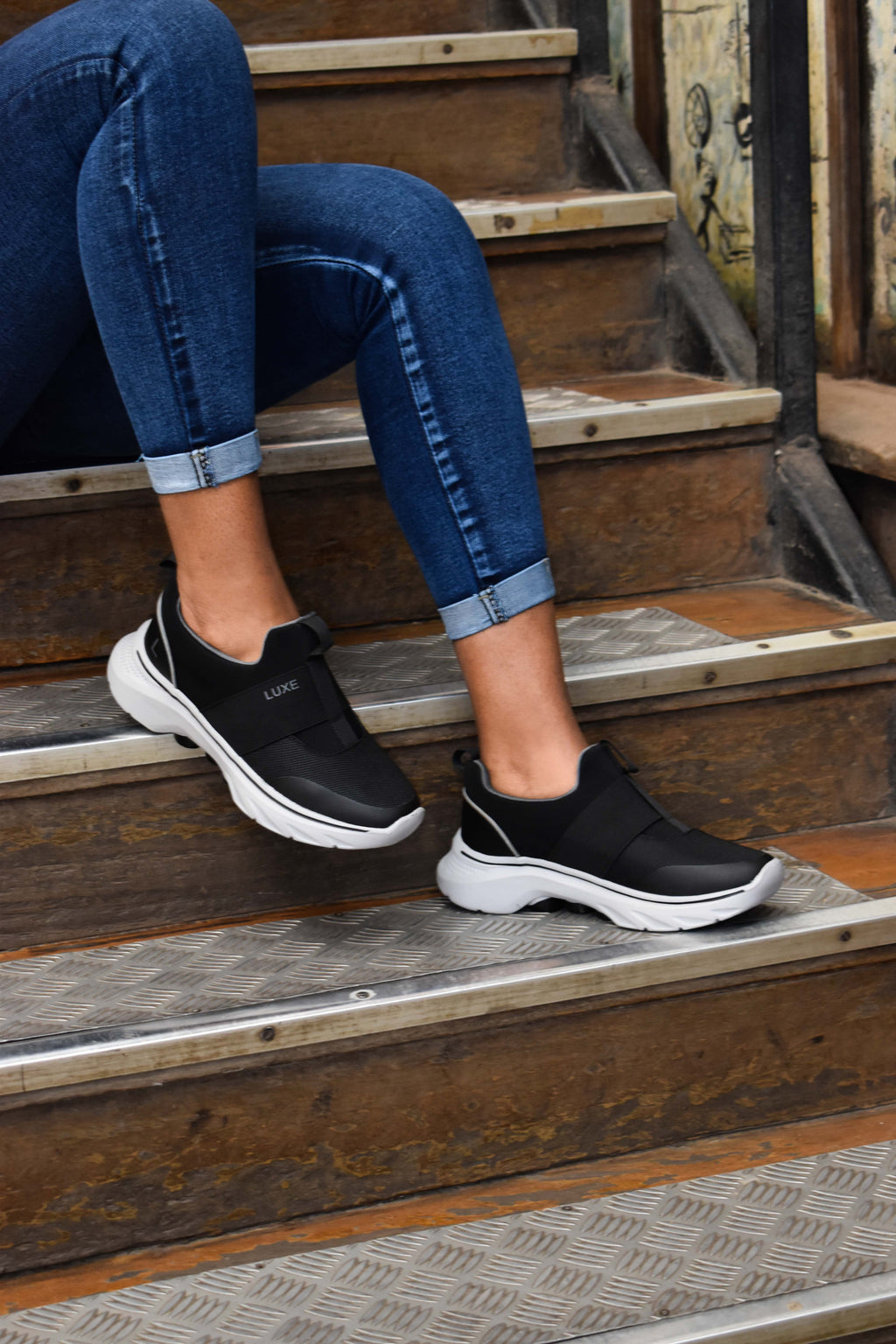 Black Luxe Band Sneakers