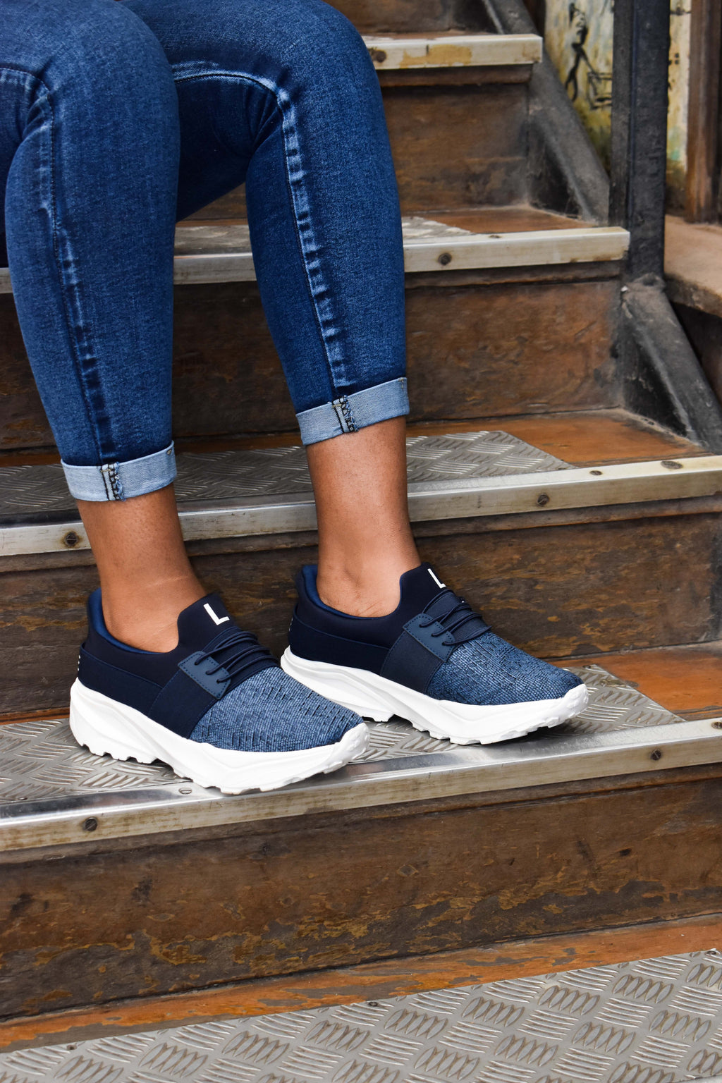 Navy Blue Luxe Sneakers