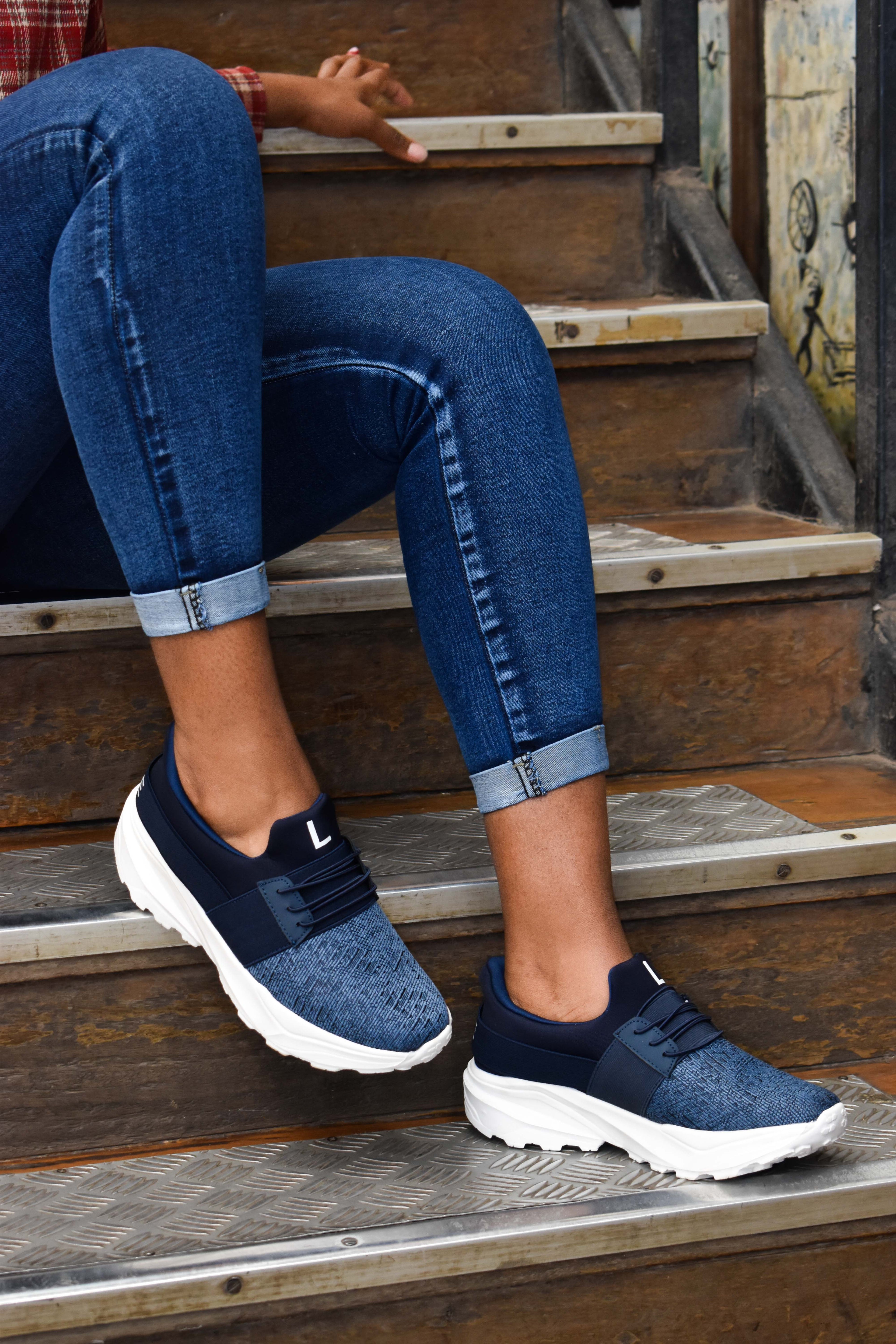 Navy Blue Luxe Sneakers