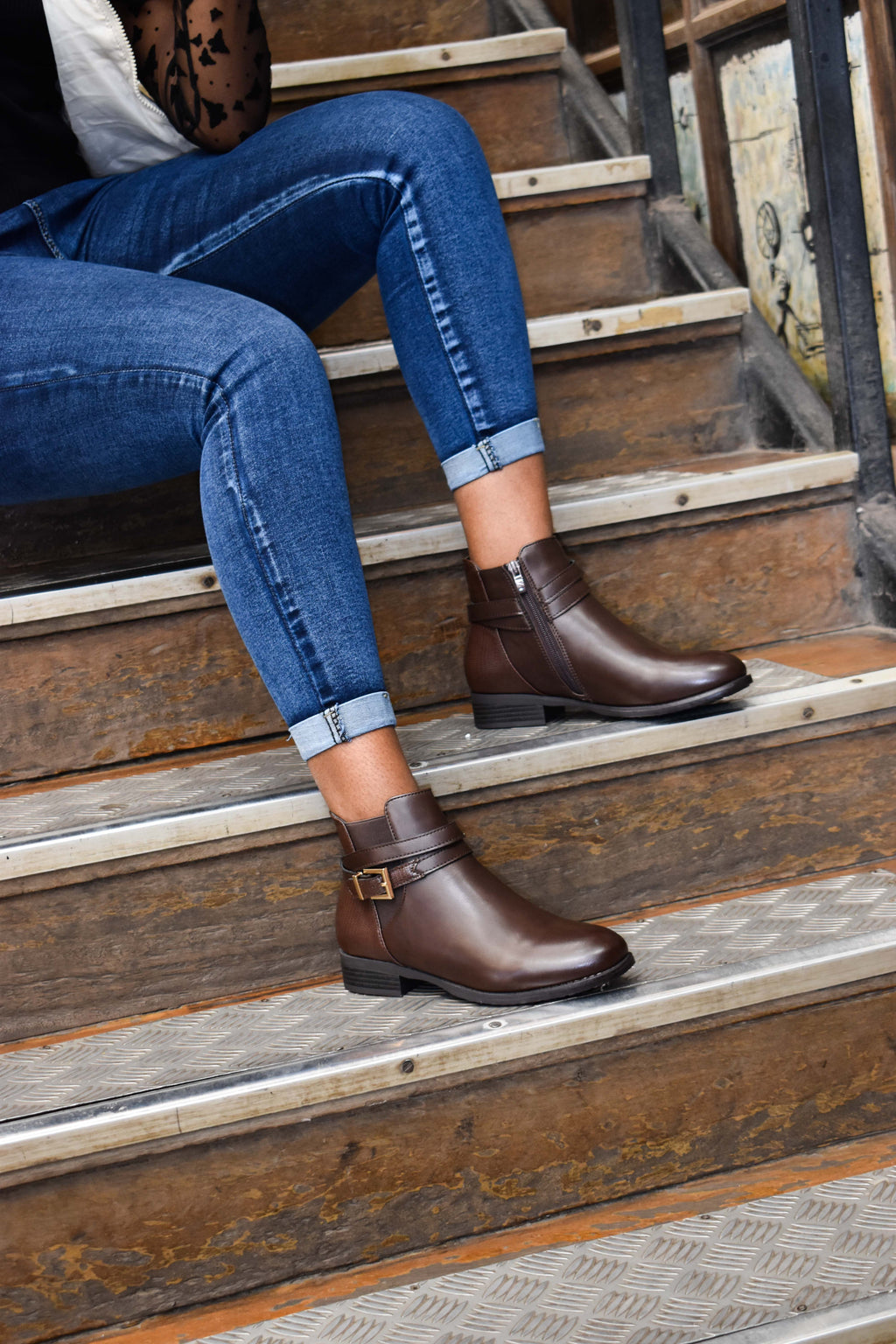 Dark Brown Snake Print Boots