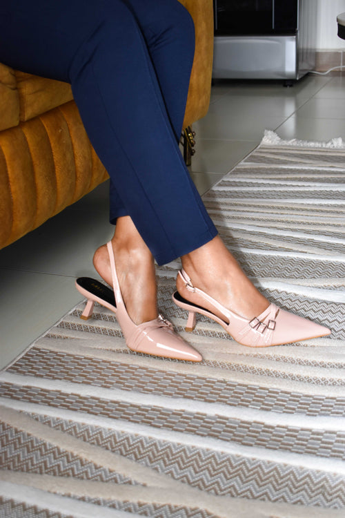 Beige Triplex Kitten Heels
