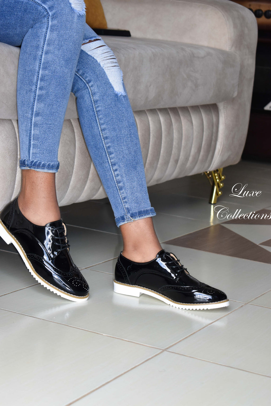 Classic Black Wetlook Brouges