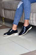 Classic Navy Blue Wetlook Brouges