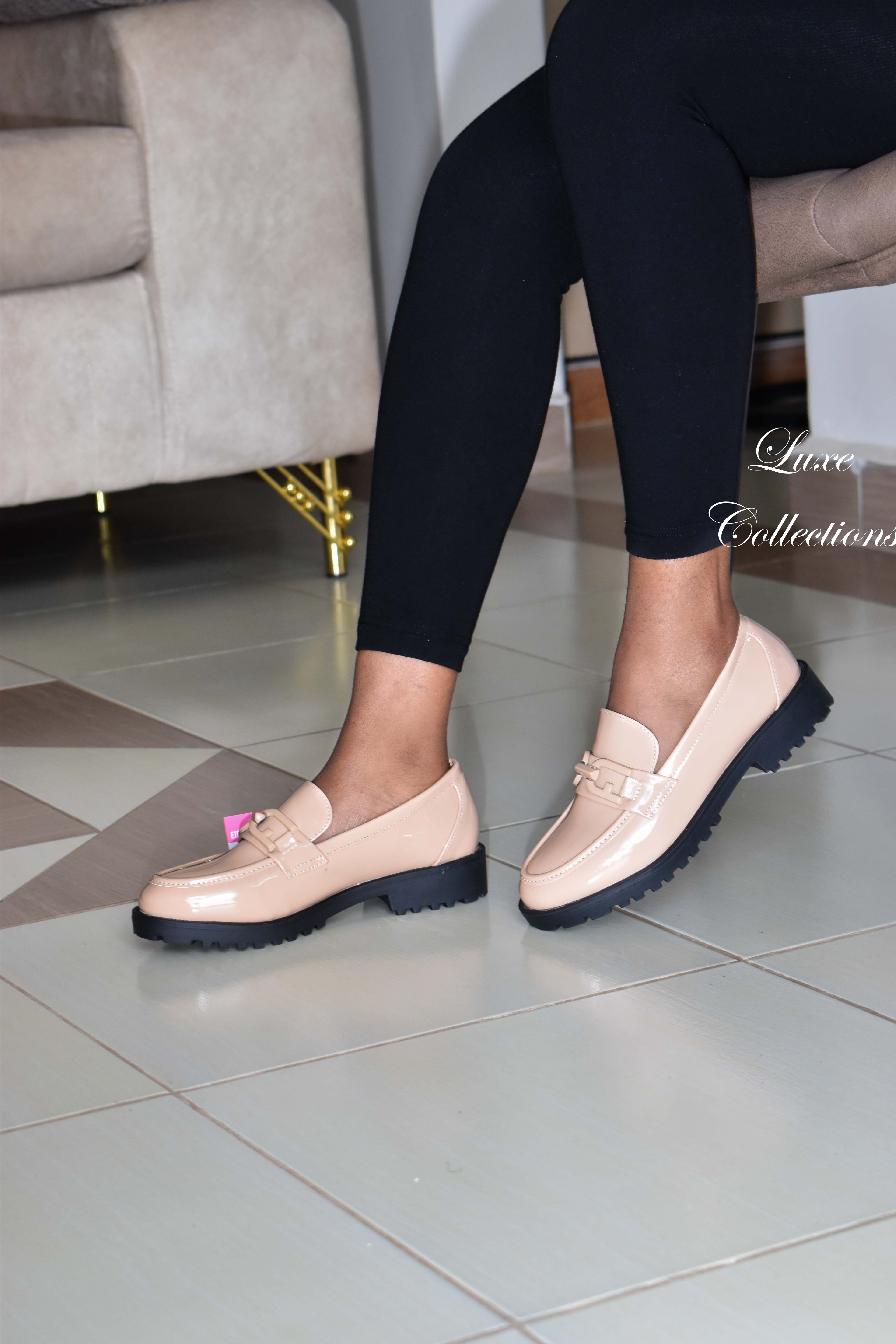 Platform Nude Chain Thread Brogues