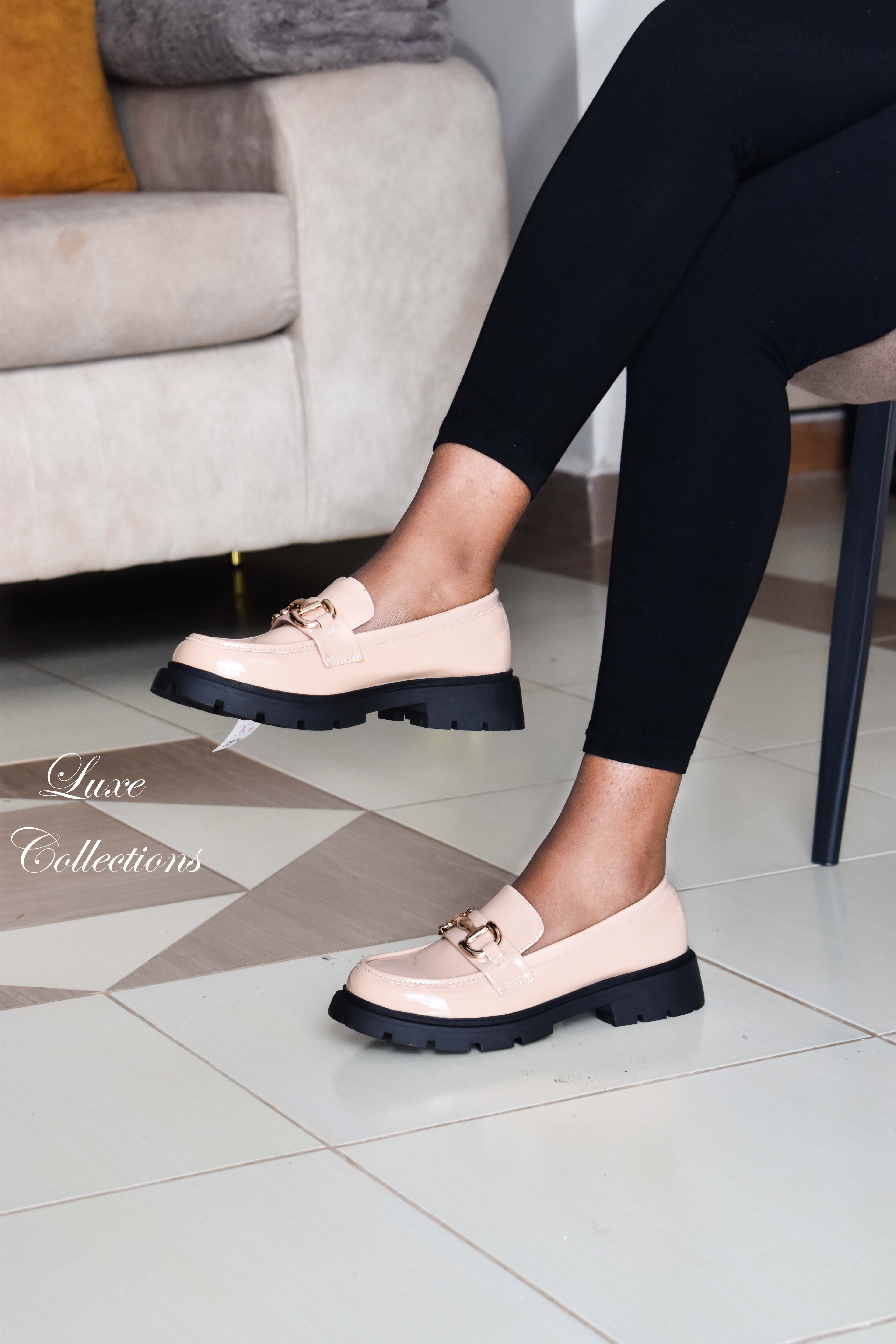 Platform Nude Chain Thread Brogues