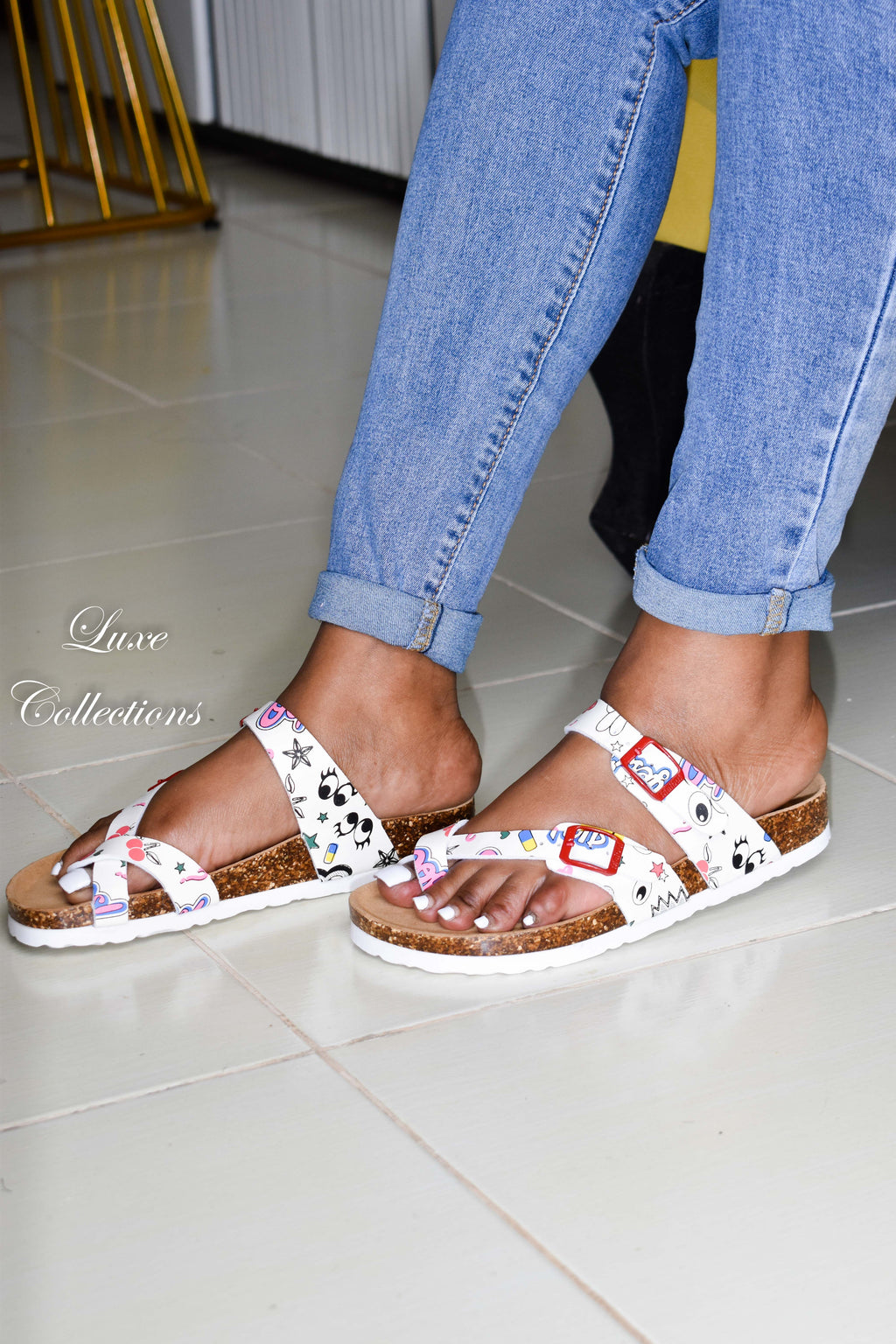 White Toon Cork Sandals