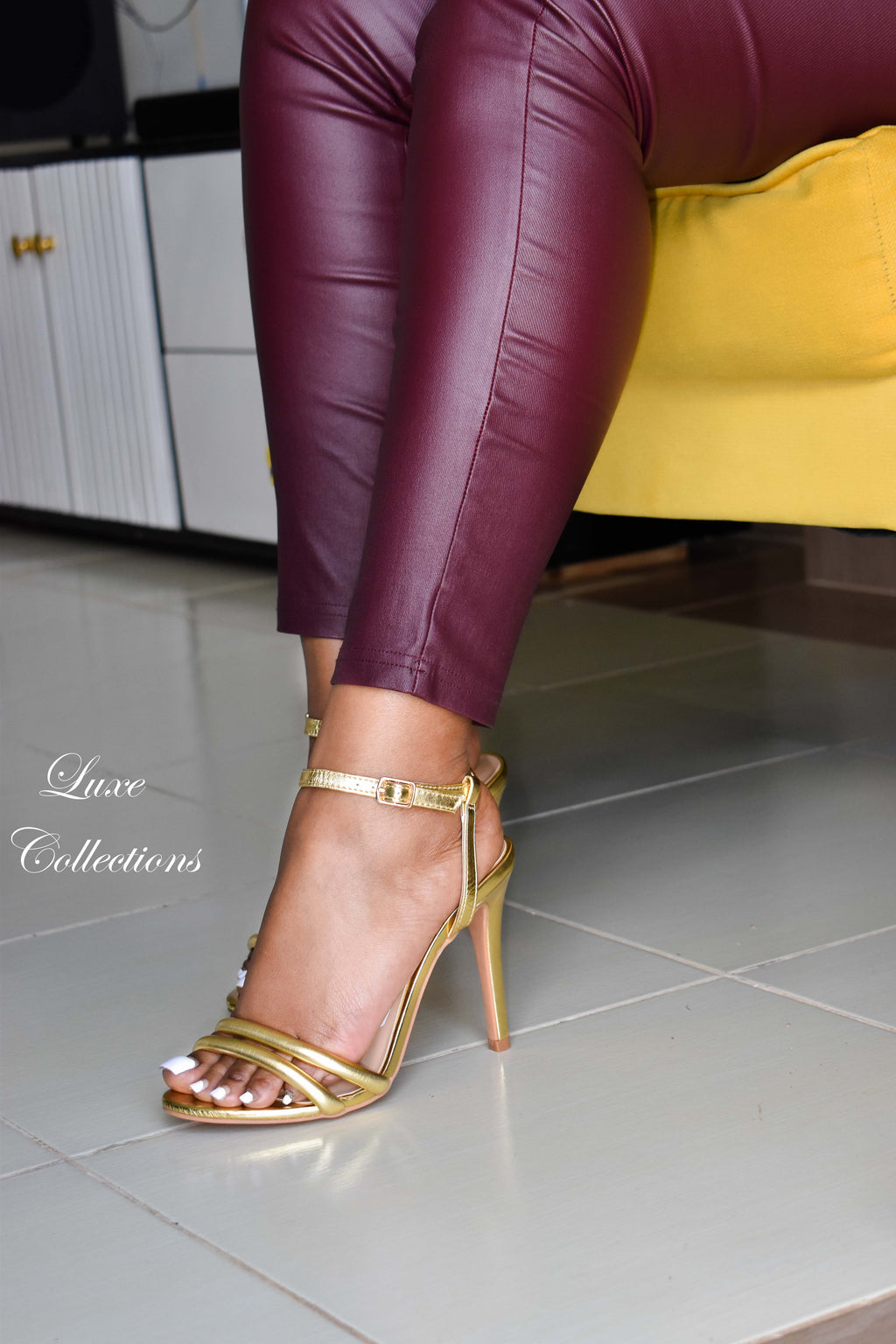 Gold Open Sandal Heels