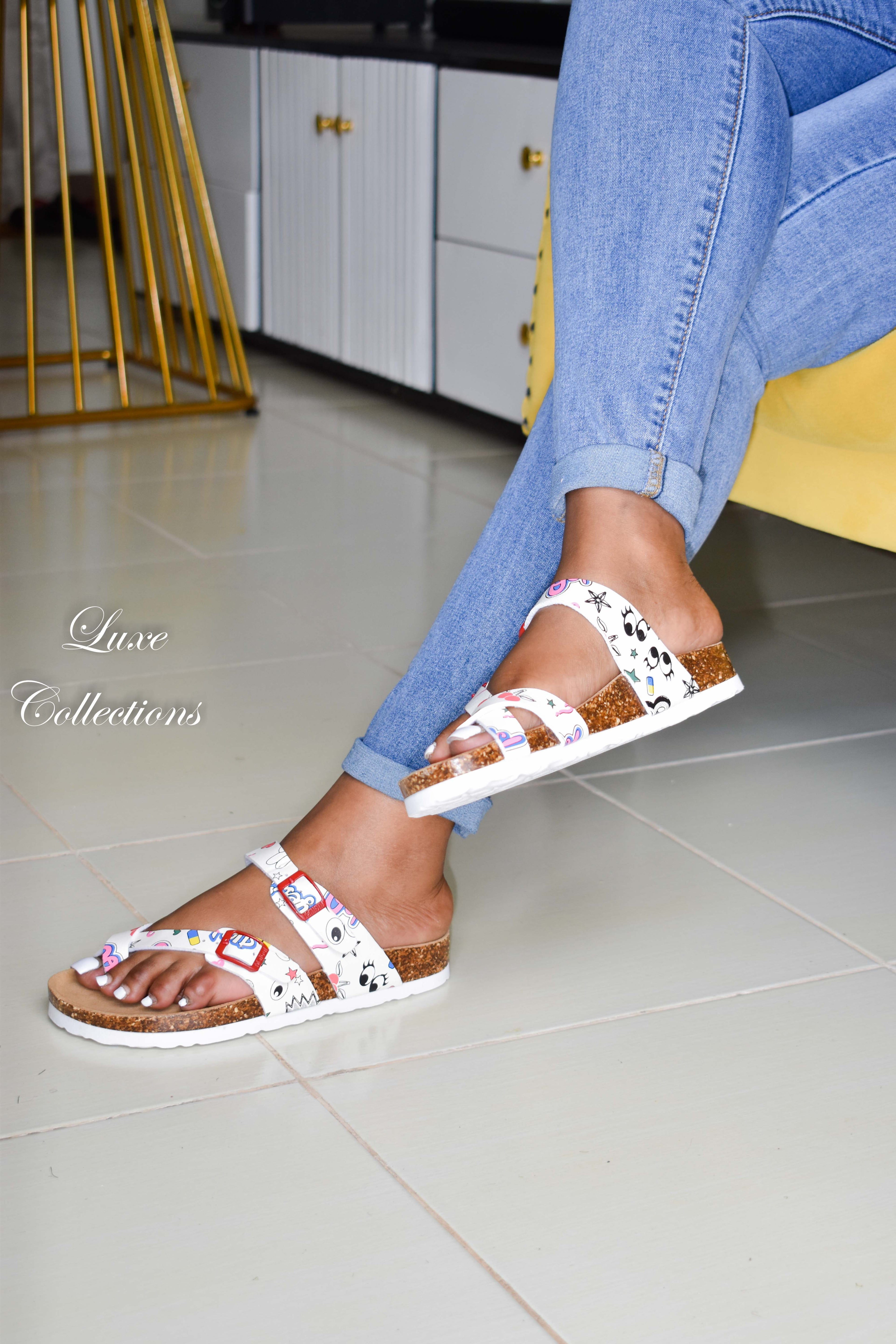 White Toon Cork Sandals