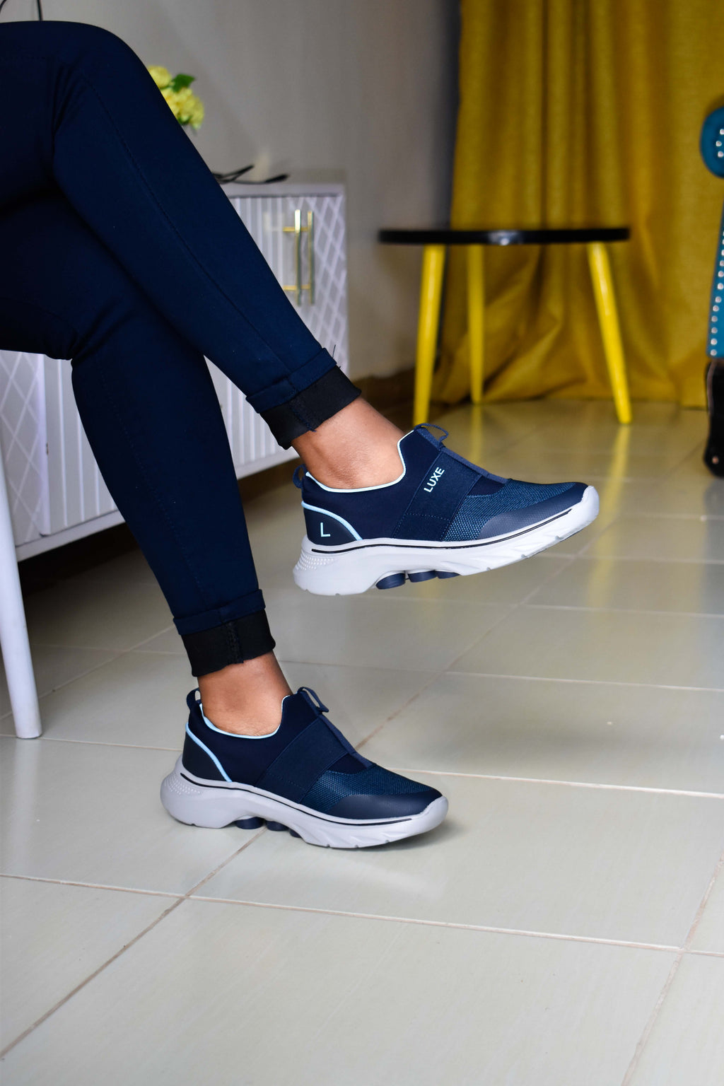 Navy Blue Luxe Band Sneakers