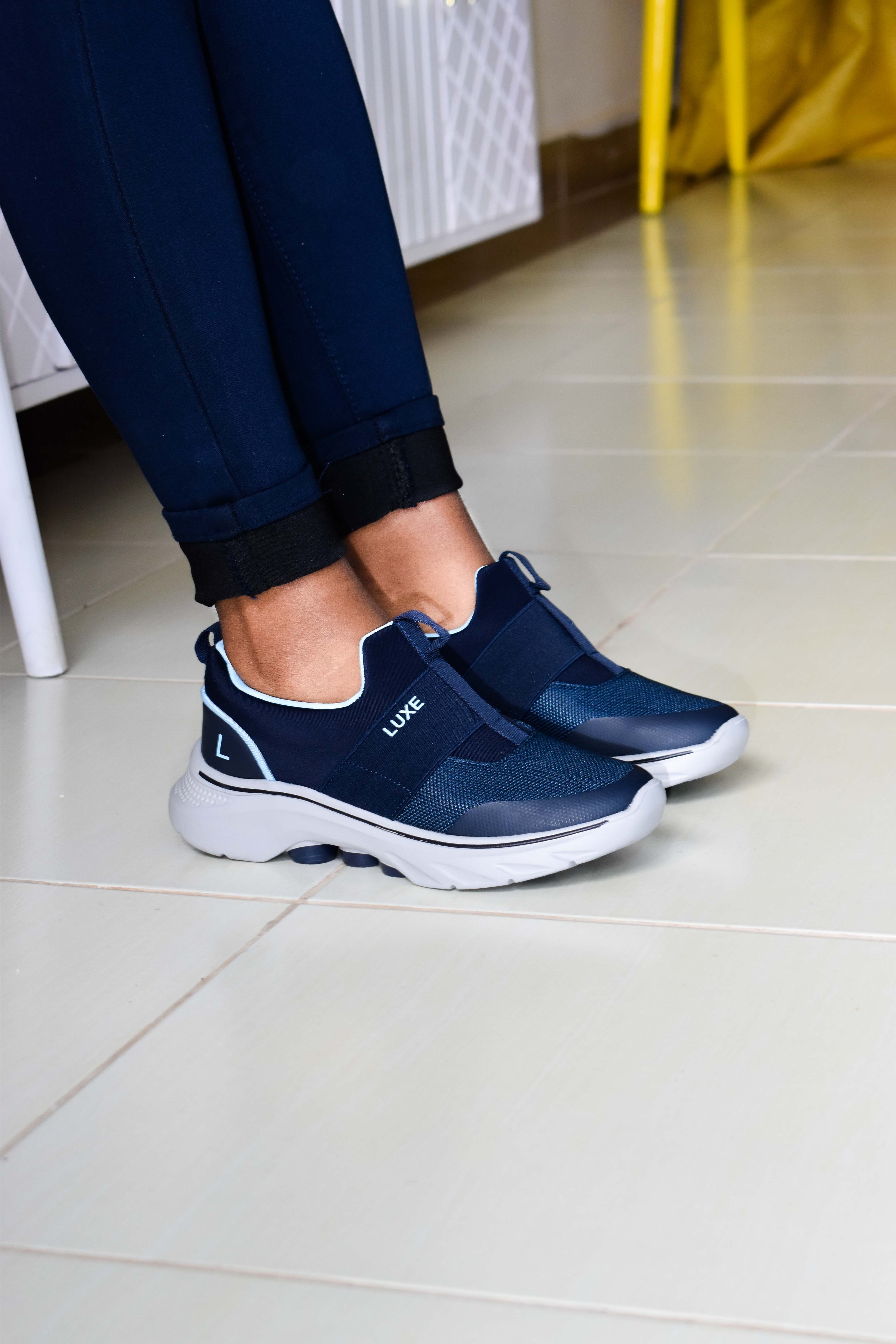 Navy Blue Luxe Band Sneakers