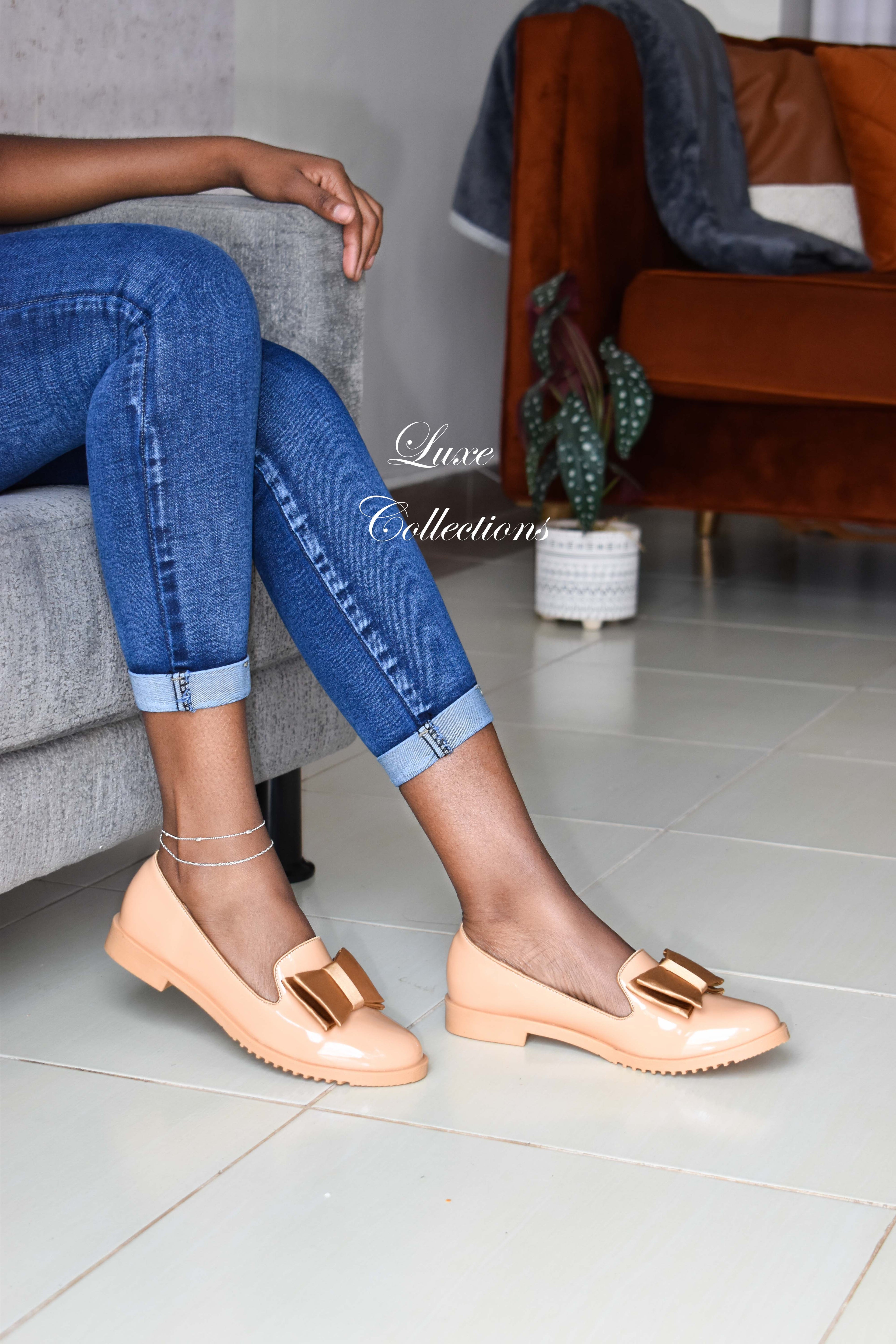 Beige Bowtie Brogues