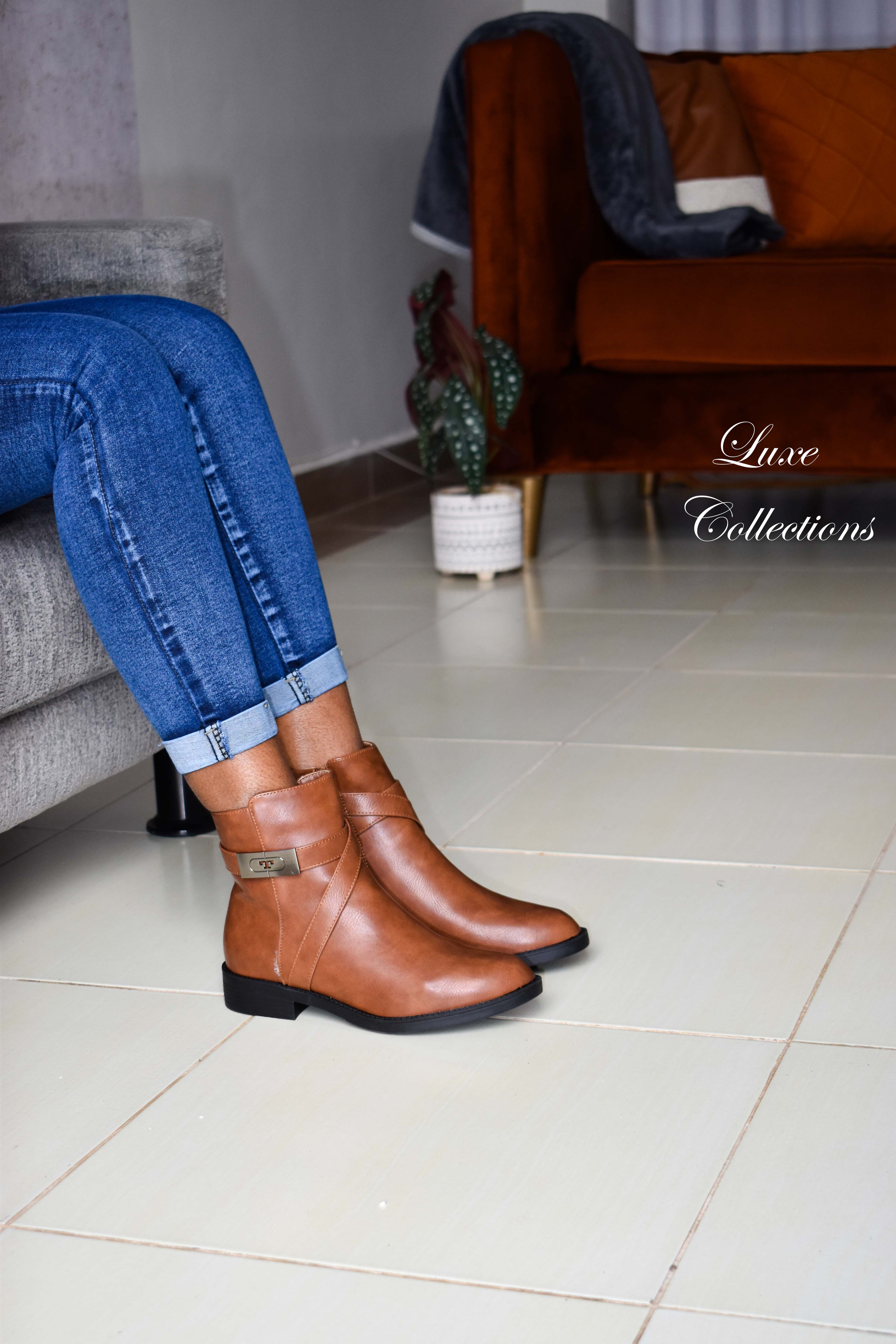 Brown T Ankle Boots