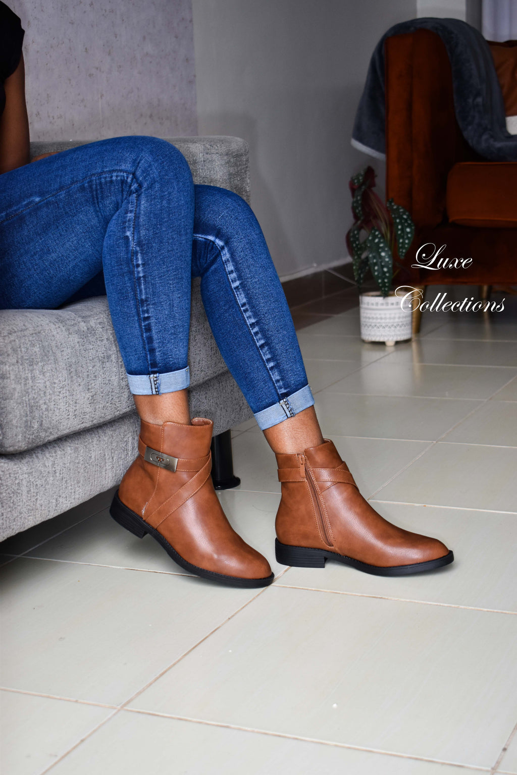 Brown T Ankle Boots