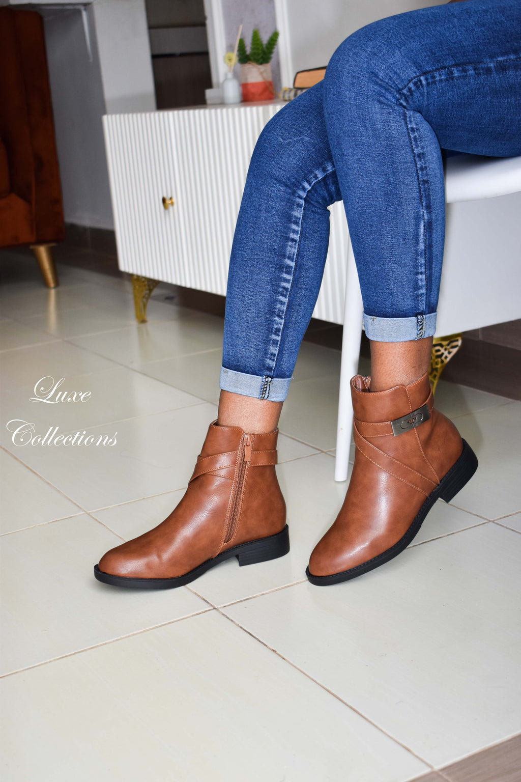Brown T Ankle Boots
