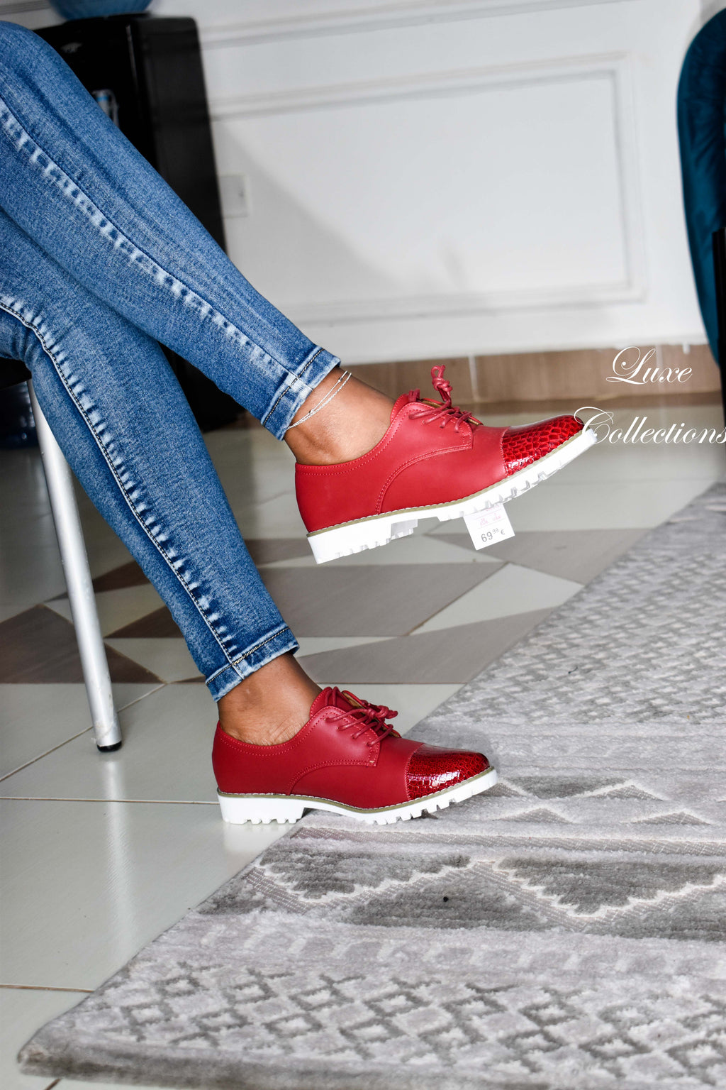 Red Half Wetlook Brogues