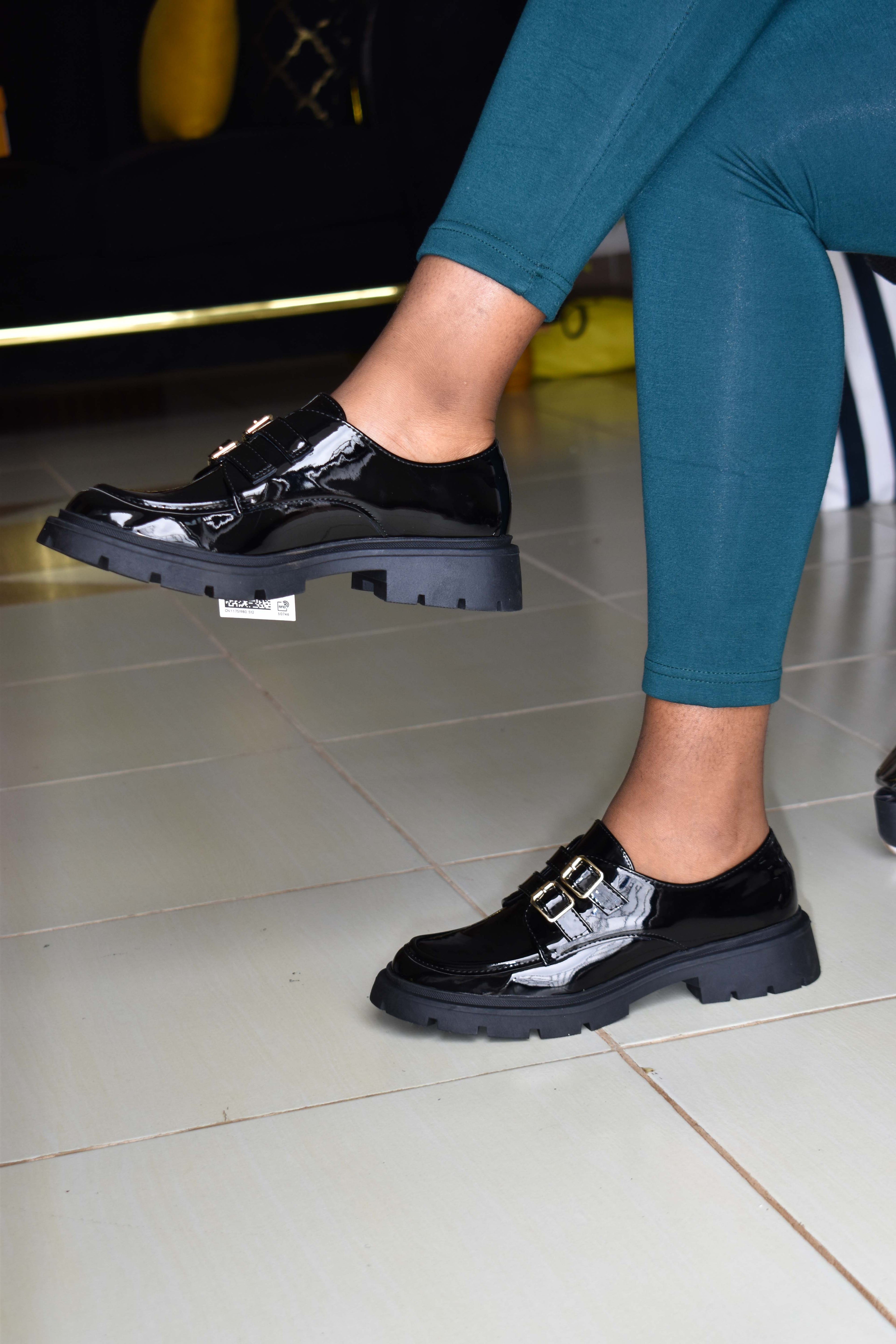 Black Buckle Brogues Shoes