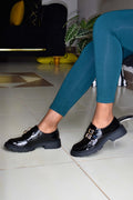 Black Buckle Brogues Shoes