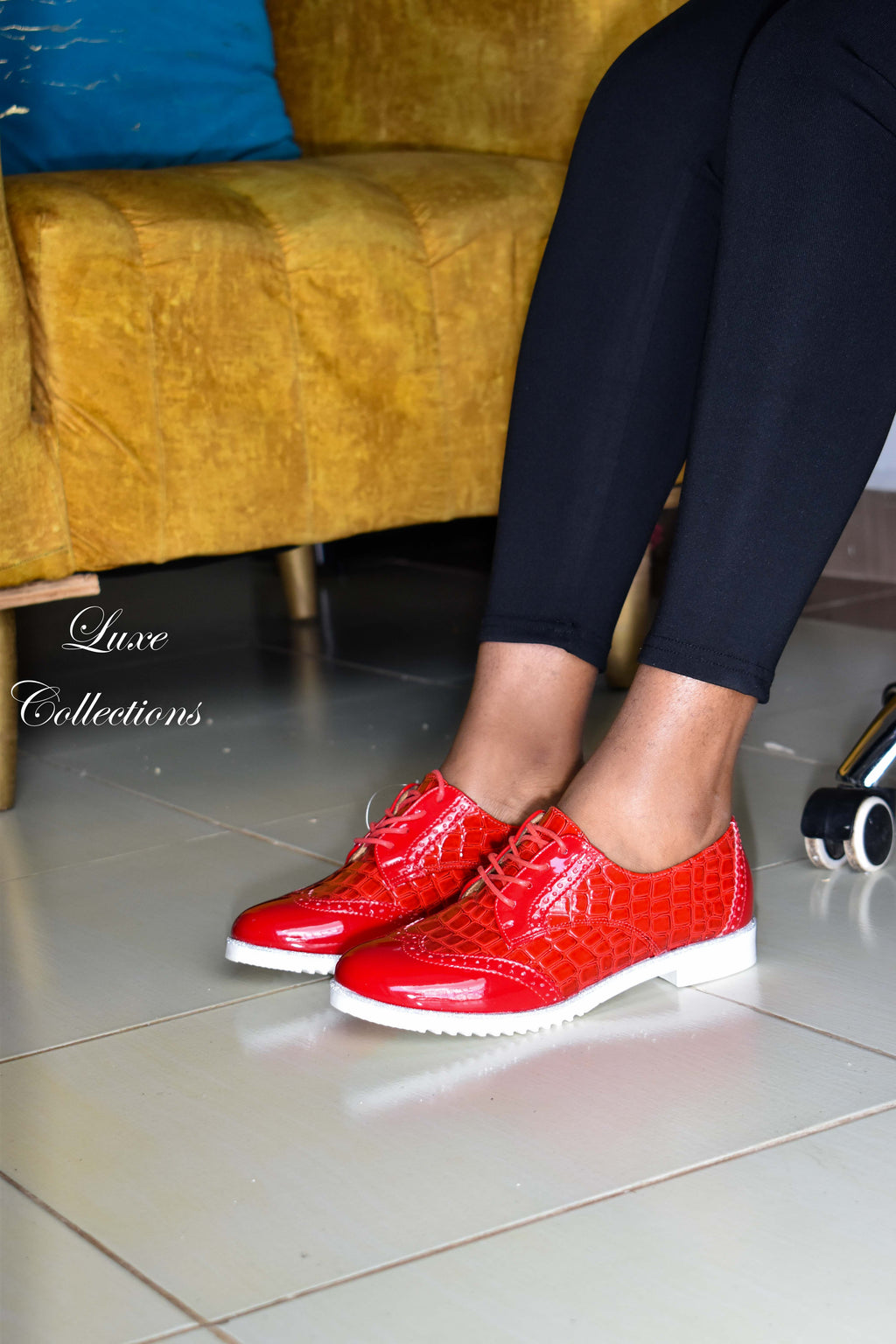 Red Wetlook Brogues