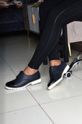 Black Half Wetlook Brogues