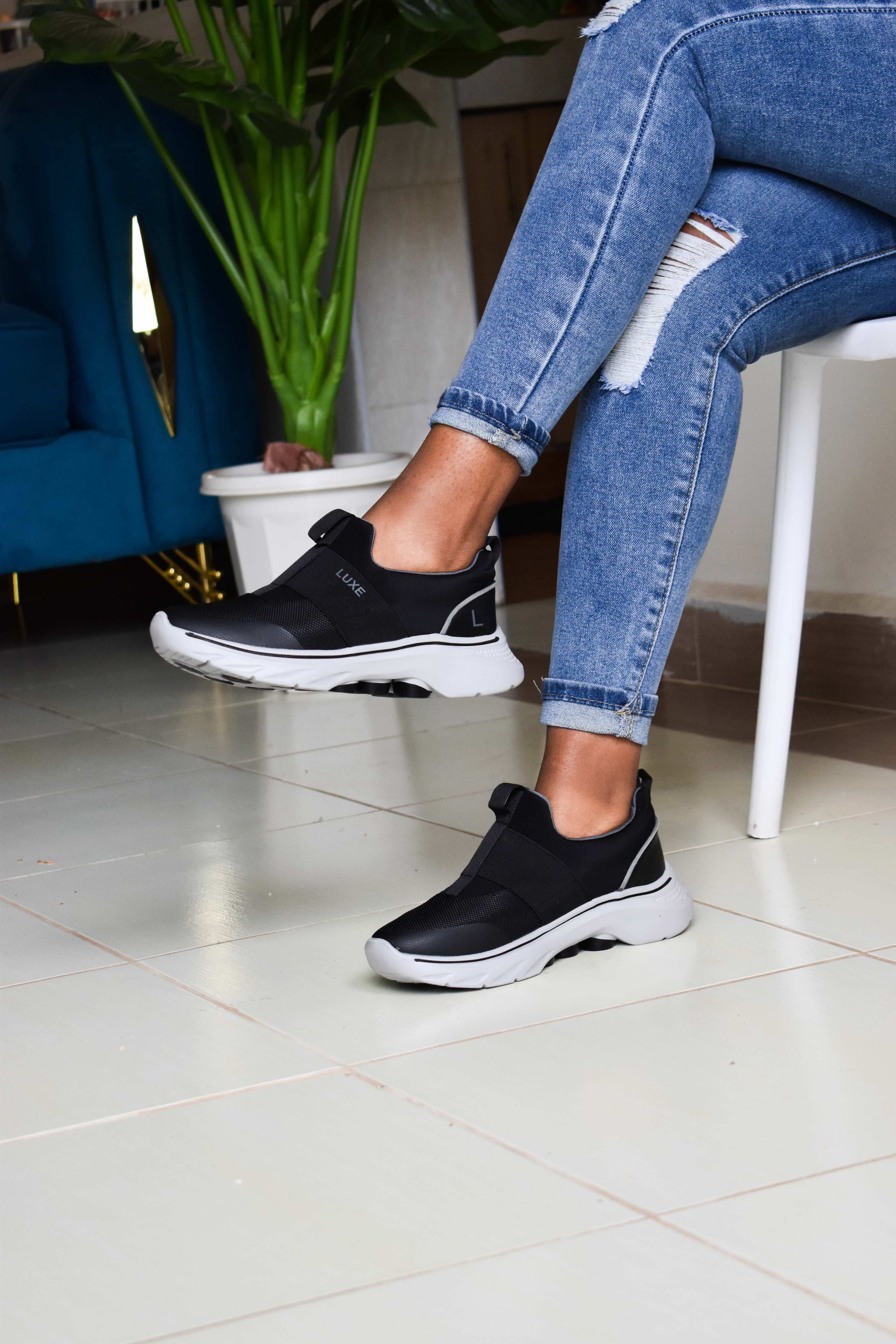 Black Luxe Band Sneakers