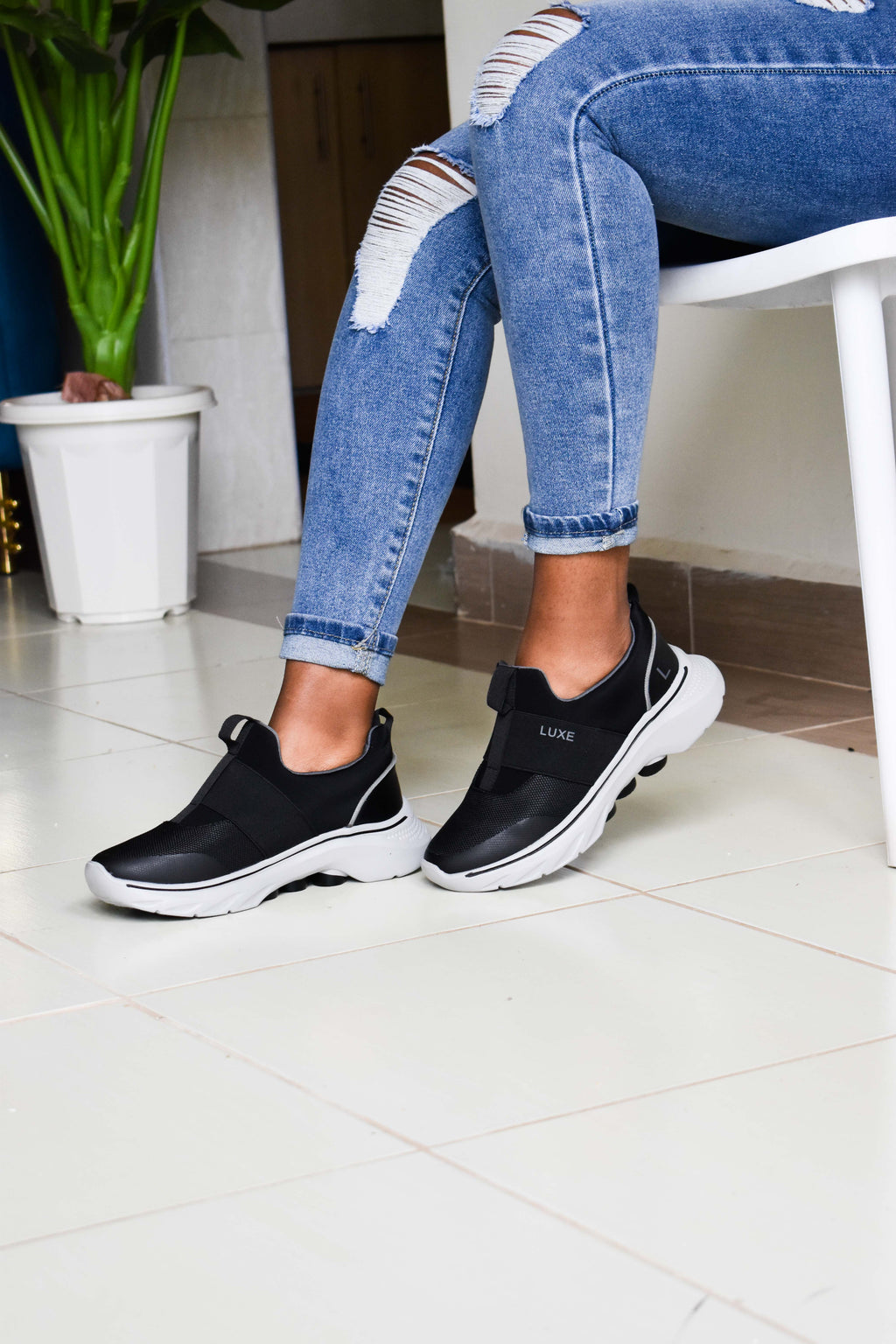 Black Luxe Band Sneakers