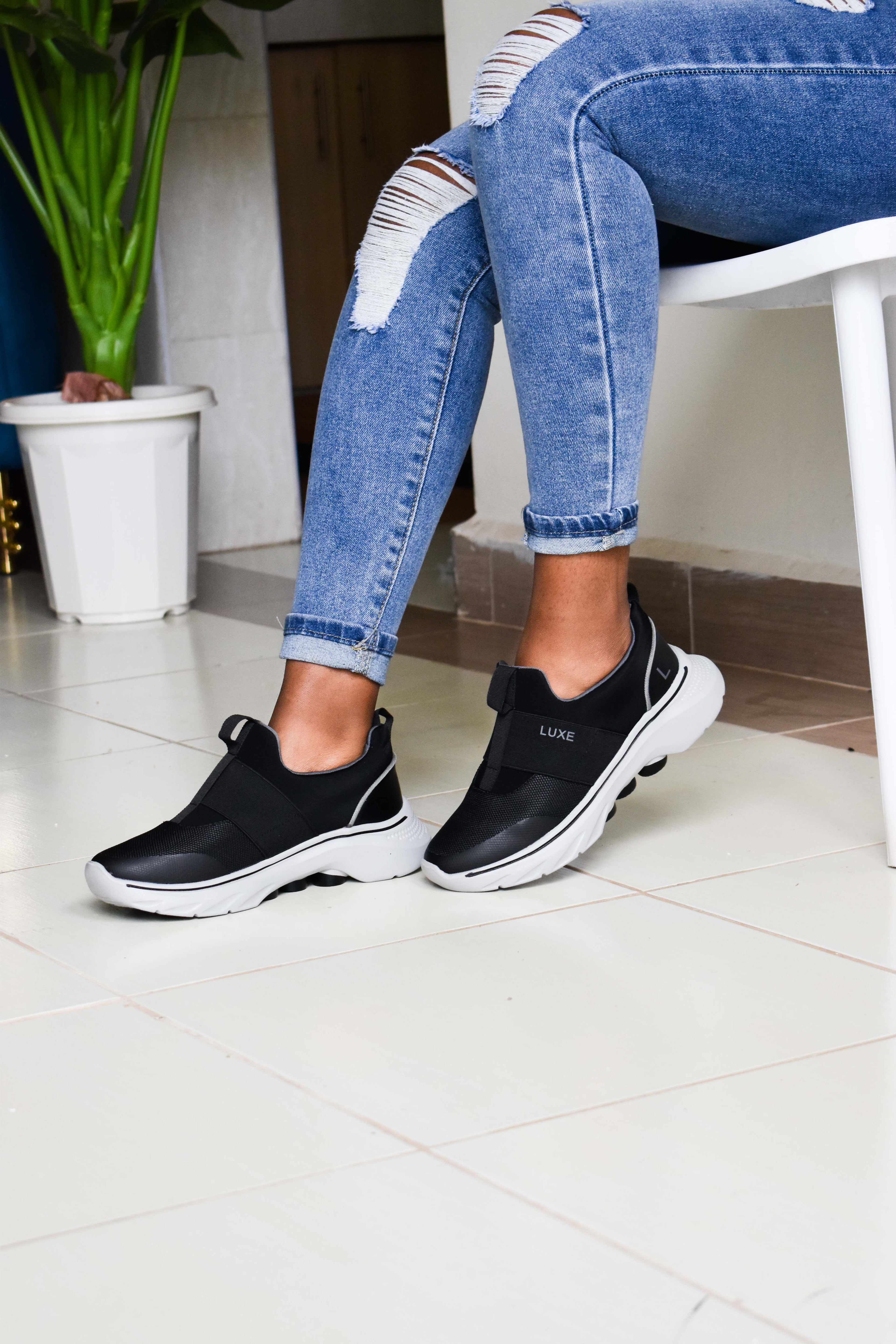 Black Luxe Band Sneakers
