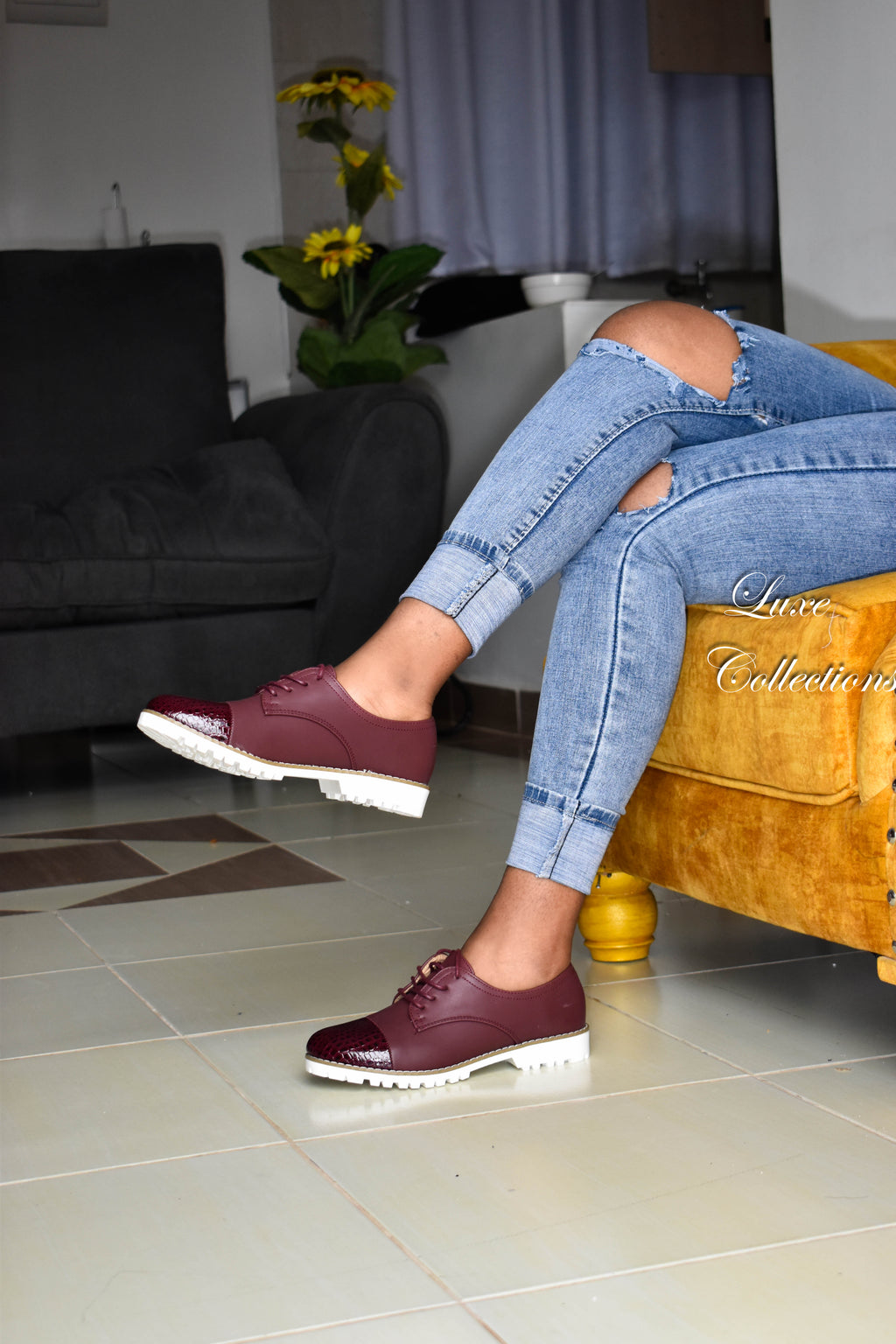 Maroon Half Wetlook Brogues