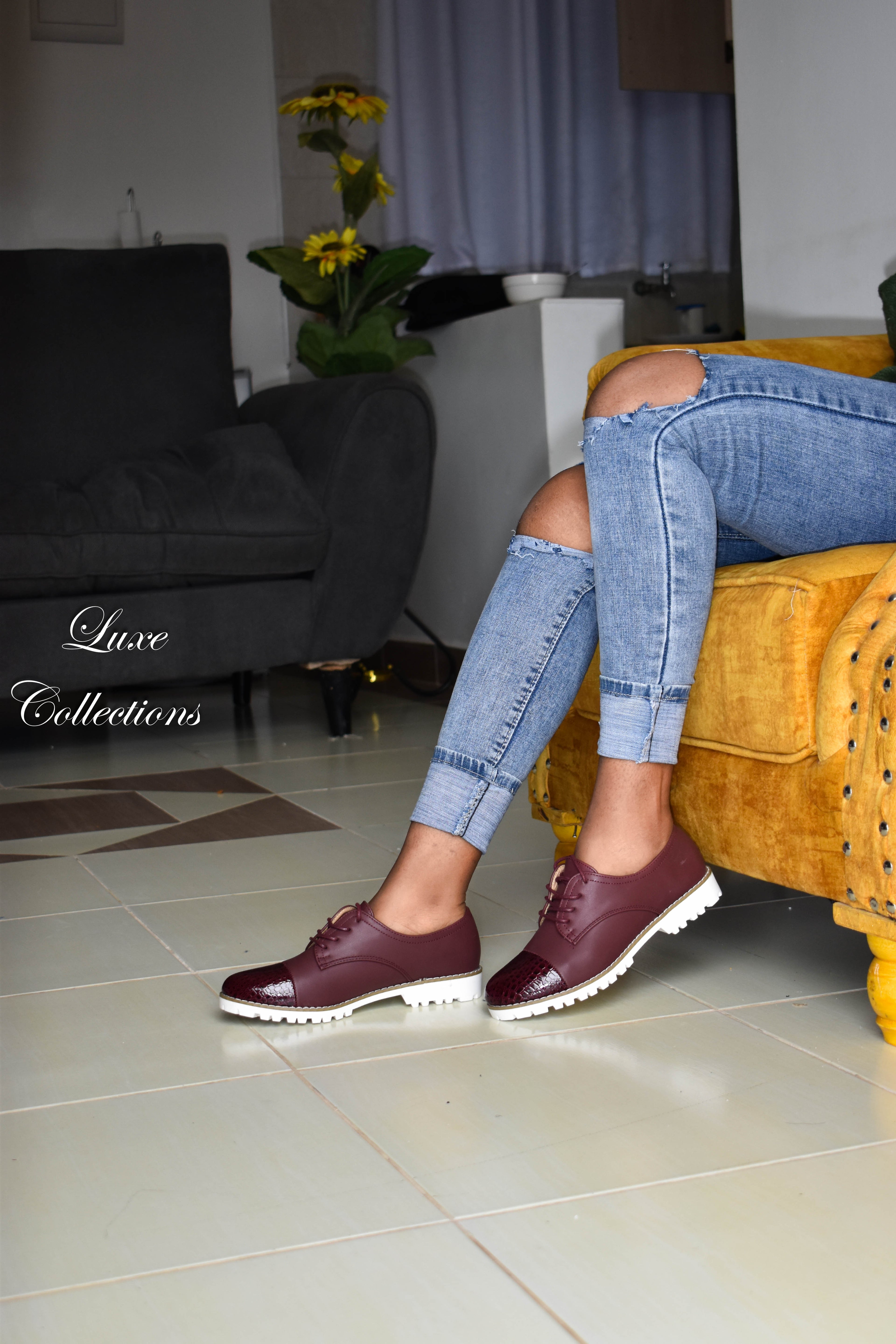 Maroon Half Wetlook Brogues