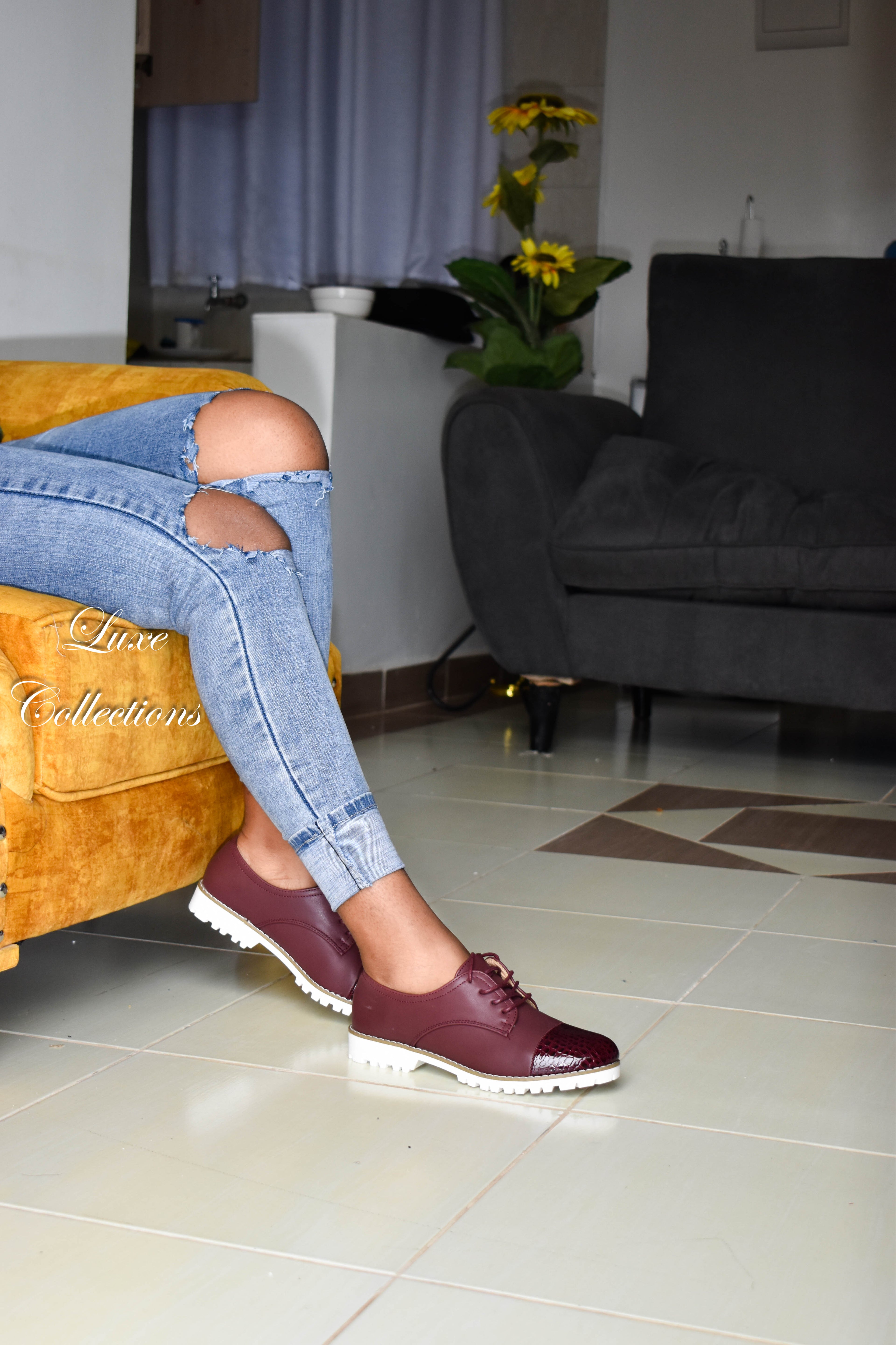 Maroon Half Wetlook Brogues