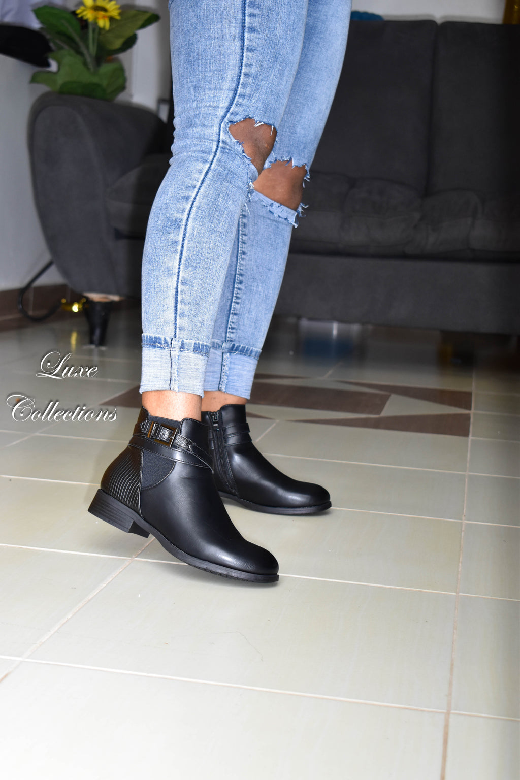 Black Snake Print Boots