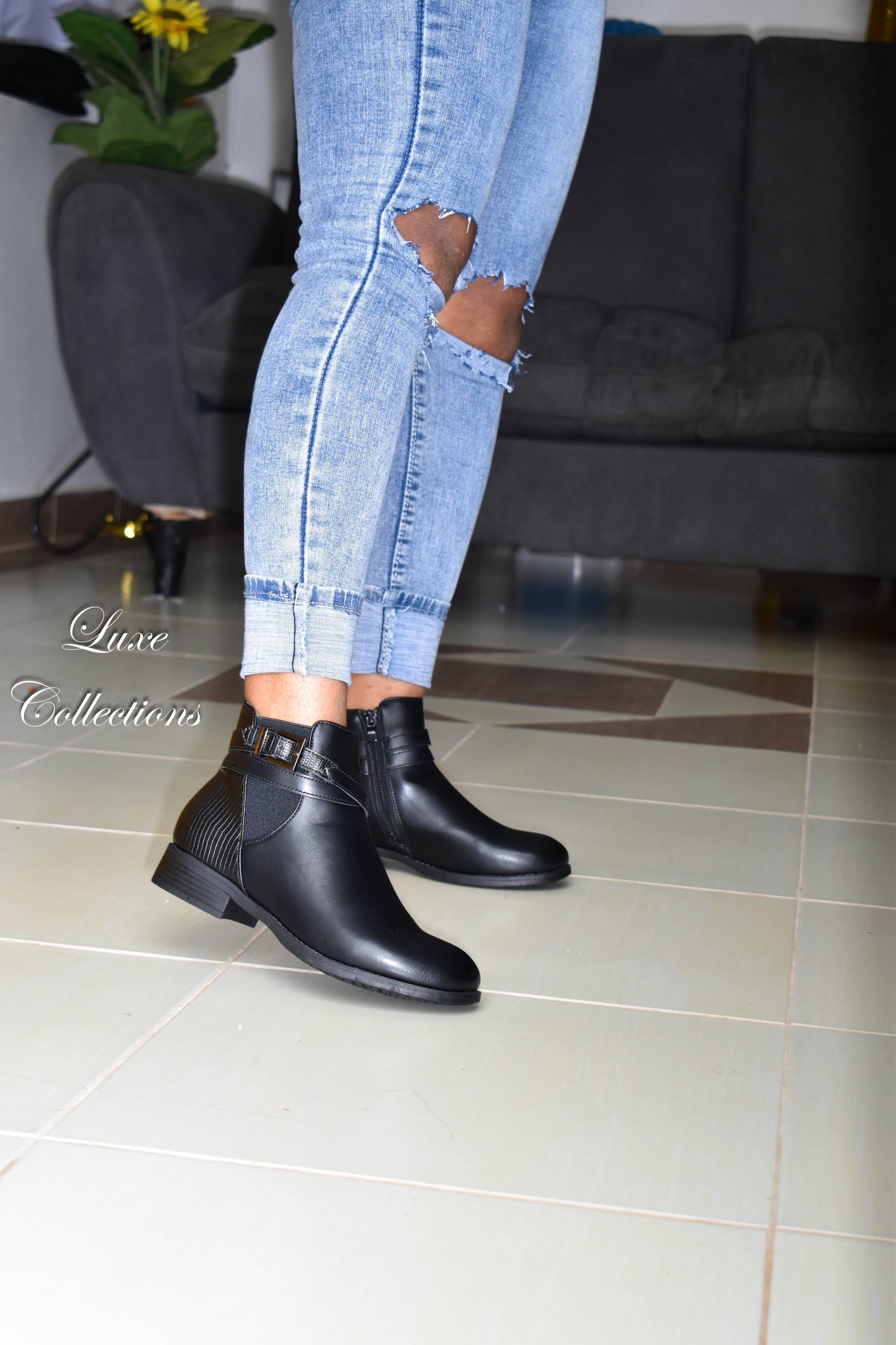 Black Snake Print Boots