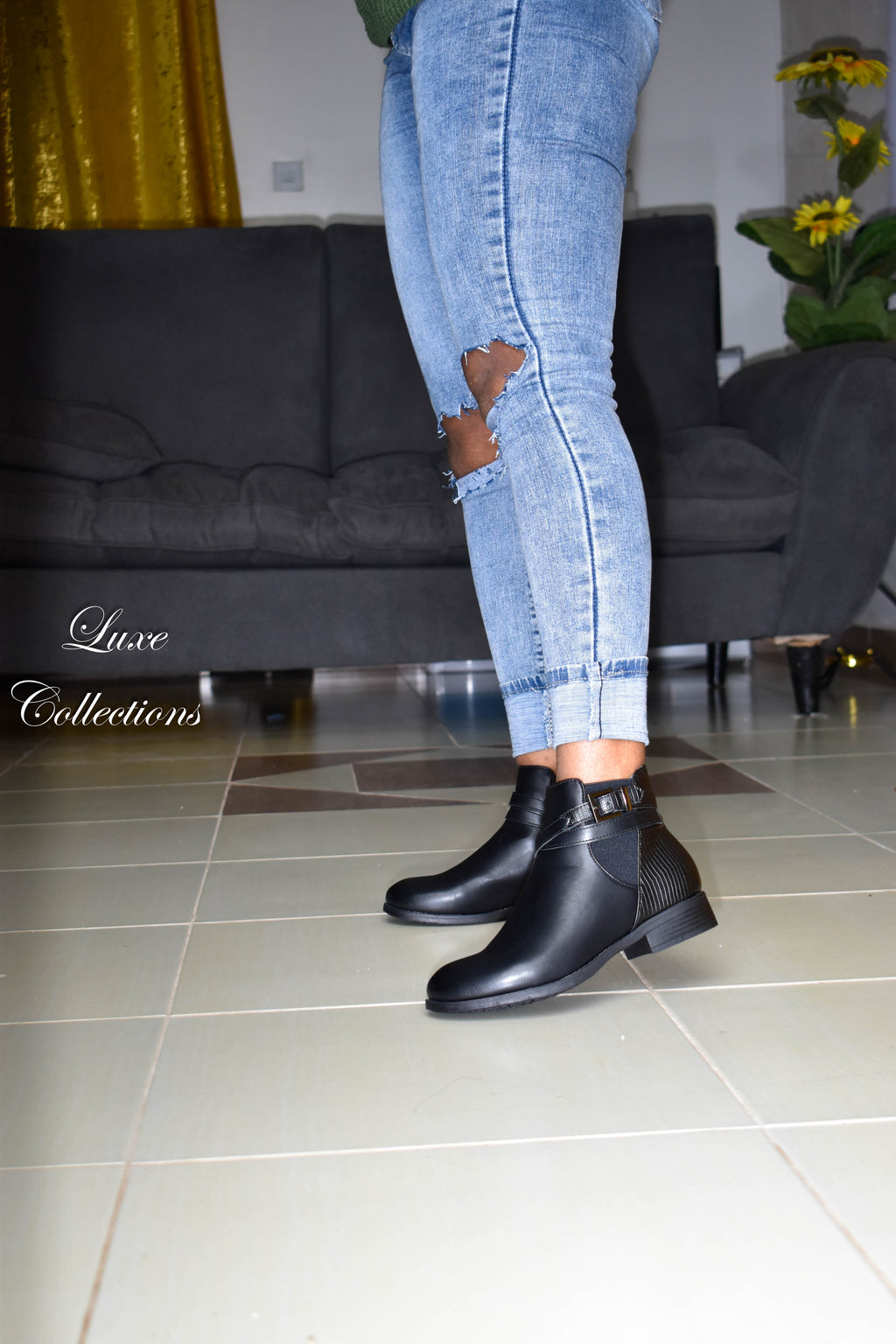 Black Snake Print Boots