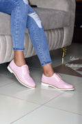 Classic Pink Wetlook Brogues