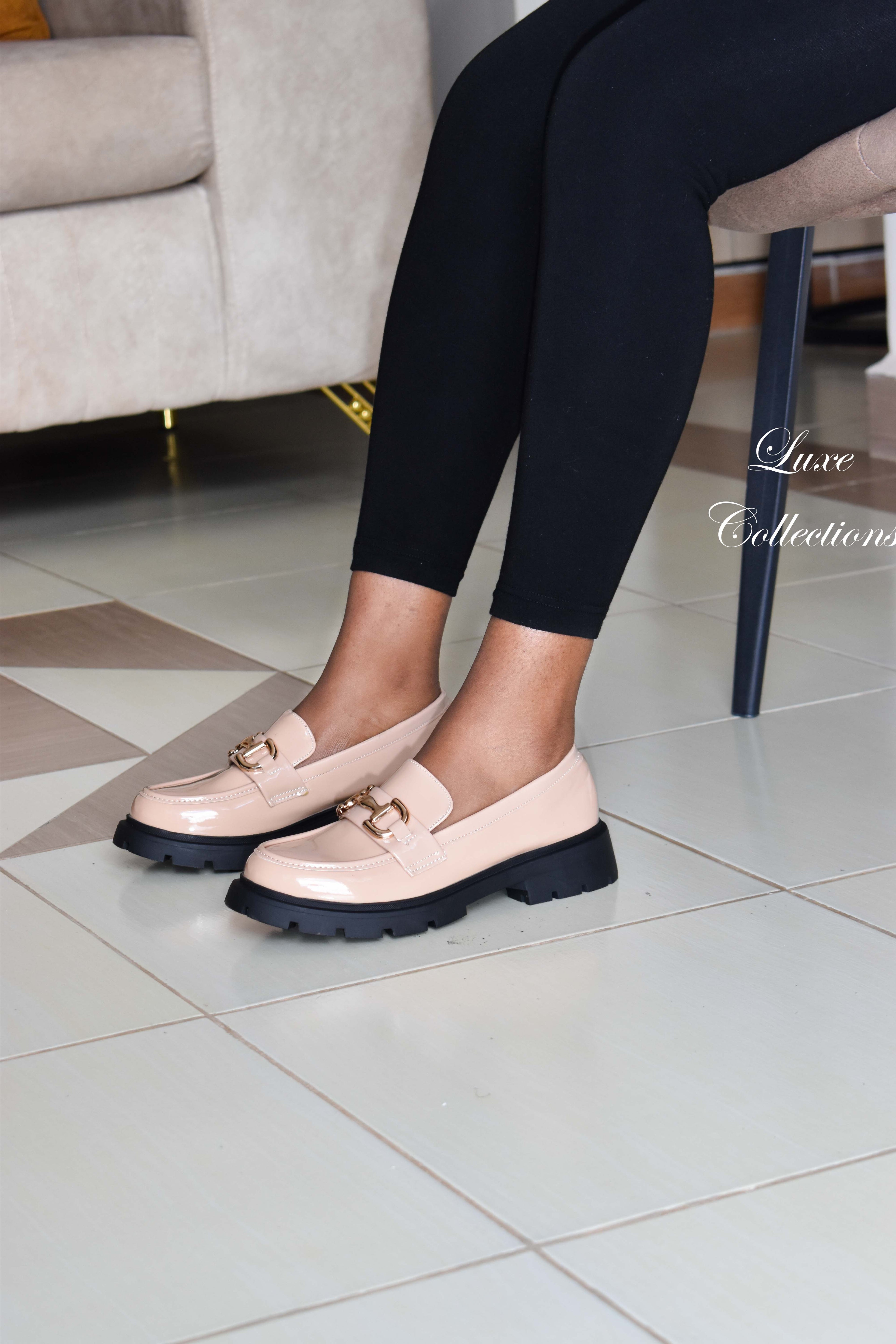 Platform Nude Chain Brogues